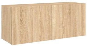 vidaXL Έπιπλο Τοίχου Τηλεόρασης με LED Sonoma Δρυς 100x35x41 εκ.
