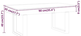 vidaXL Τραπεζάκι Σαλονιού Σκ. Καφέ/Μαύρο 90x45x40 εκ. από MDF/Σίδερο