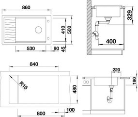 Blanco Elon XL 8 S - Νεροχύτης Κουζίνας Γρανίτη 86x50 - Coffee