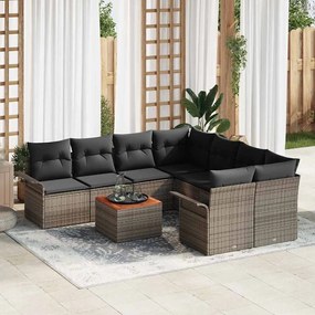 vidaXL Σετ Καναπέ Κήπου 9 pcs Γκρι Πολυ ράταν