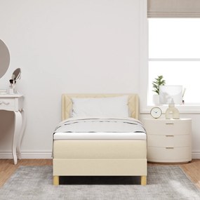 vidaXL Κρεβάτι με ανατομικό στρώμα Κρεμ 90 x 200 cm, Υφασμα.