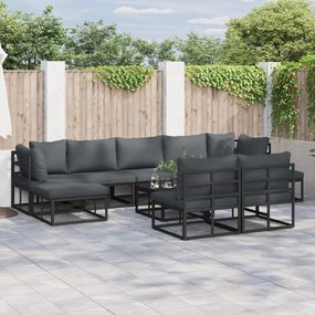 vidaXL Σετ Καναπέ Κήπου 10 pcs Μαύρο 70 x 70 x 32 εκ Αλουμίνιο