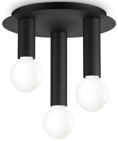 Φωτιστικό Οροφής - Πλαφονιέρα Petit 327952 Φ30x22,5cm 3xE27 42W Black Ideal Lux
