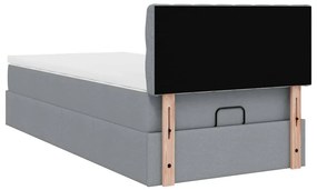 Οθωμανικό κρεβάτι με στρώμα &amp; LEDs Ανοιχτό γκρι 80x200cm ύφασμα 3312346