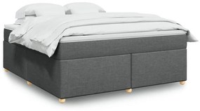 Κρεβάτι Boxspring με Στρώμα Σκούρο Γκρι 180x200 εκ Υφασμάτιν - Γκρι