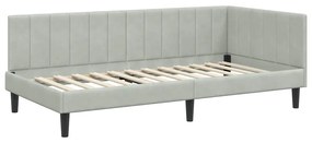 vidaXL Κρεβάτι Γωνίας με στρώμα Ανοιχτό γκρι 90 x 200 cm Βελούδο