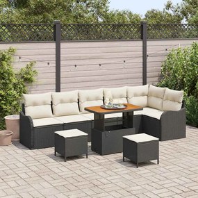 vidaXL Σετ Καναπέ Κήπου Ρυθμιζόμενο ύψος 9 pcs Μαύρο συνθετικό ρατάν