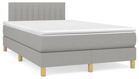 Κρεβάτι Boxspring με Στρώμα Ανοιχτό Γκρι 120x190 εκ. Υφασμάτινο