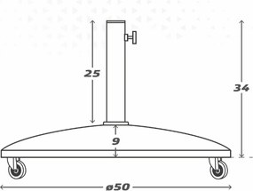 Βάση ομπρέλας Aktive Μαύρο 25 kg Με τροχούς