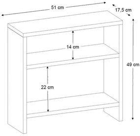 Τραπεζάκι βοηθητικό Silvanus Megapap χρώμα sapphire oak 51x17,5x49εκ.