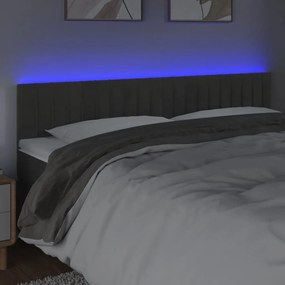 Κεφαλάρι Κρεβατιού LED Σκούρο Γκρι 160x5x78/88 εκ. Βελούδινο - Γκρι