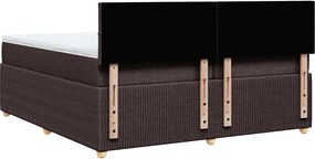 vidaXL Κρεβάτι Boxspring με Στρώμα Σκούρο Καφέ 200x200 εκ. Υφασμάτινο