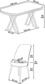 Dining Table &amp; Chairs Set (7 Pieces) Lai - Light Walnut, Gold, Black Light Walnut
Gold
Black
