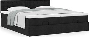 vidaXL Οθωμανικό κρεβάτι με στρώματα Μαύρο 180x200cm Ύφασμα