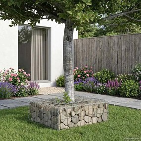 vidaXL Ανασηκωμένο κρεβάτι gabion Ασημί