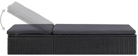 vidaXL Ξαπλώστρα Μαύρο / Σκούρο Γκρι από Συνθετικό Ρατάν