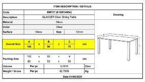 GLASSER ΤΡΑΠΕΖΙ - ΓΡΑΦΕΙΟ ΔΙΑΦΑΝΟ ΓΥΑΛΙ 12MM