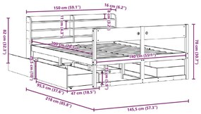 Σκελετός Κρεβ. Χωρίς Στρώμα Λευκό 140x200 εκ Μασίφ Πεύκο - Λευκό