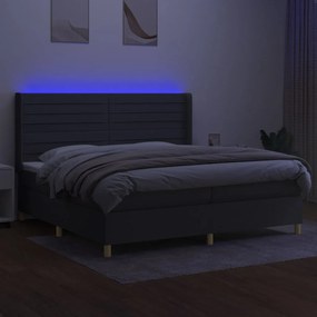 ΚΡΕΒΑΤΙ BOXSPRING ΜΕ ΣΤΡΩΜΑ &amp; LED ΣΚ.ΓΚΡΙ 200X200ΕΚ. ΥΦΑΣΜΑΤΙΝΟ 3138982