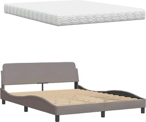 vidaXL Κρεβάτι με Στρώμα Taupe 160x200 εκ. Υφασμάτινο