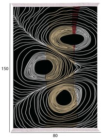 Χαλί Σαλονιού με Κρόσια Josiane Μαύρο - Χρυσό - Γκρί 80x150 εκ.