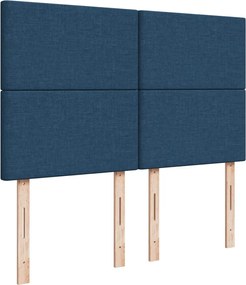 vidaXL Κρεβάτι Boxspring με Στρώμα Μπλε 140x200 εκ. Υφασμάτινο