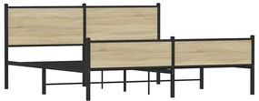 vidaXL Σκελετός Κρεβ. Χωρίς Στρώμα Sonoma Δρυς 180x200 εκ. Μεταλλικό