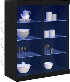 vidaXL Πλευρικό Τραπέζι LED Μαύρη Δρυς 81 x 37 x 100 εκ.