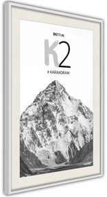 Αφίσα - Peaks of the World: K2 - 30x45 - Χρυσό - Με πασπαρτού