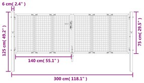 Πύλη Κήπου Ανθρακί 300 x 125 εκ. Ατσάλινη - Ανθρακί