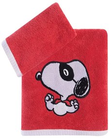 Πετσέτες Βρεφικές Snoopy Hero Mask (Σετ 2τμχ) Red Nef-Nef Σετ Πετσέτες 70x140cm 100% Βαμβάκι
