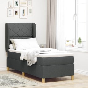 vidaXL Κρεβάτι Box Spring με Στρώμα Σκοτεινό Γκρι 80x200 εκ Υφασμάτινο