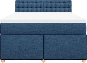vidaXL Κρεβάτι Boxspring με Στρώμα Μπλε 140x190 εκ. Υφασμάτινο