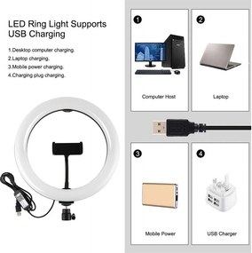 Ring Light Puluz 10.2" 26cm RGBW LED με Τρίποδο 1.65cm με Βάση Κινητού