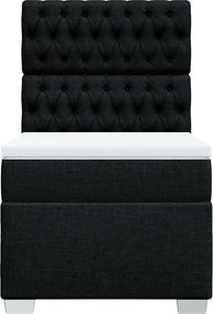 vidaXL Κρεβάτι Boxspring με Στρώμα Μαύρο 80 x 200 εκ. Υφασμάτινο