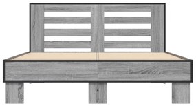 vidaXL Πλαίσιο Κρεβατιού Γκρι Sonoma 120 x 190εκ. Επεξ. Ξύλο &amp; Μέταλλο