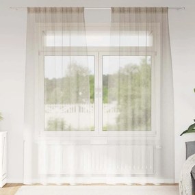 vidaXL Κουρτίνες με κουρτίνες 2 pcs Άμμος Πολυεστέρας