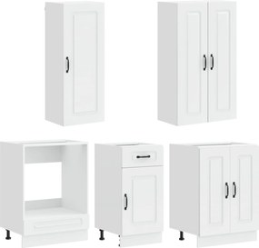 vidaXL Μονάδα κουζίνας KALMAR 5 pcs Γυαλιστερό Λευκό