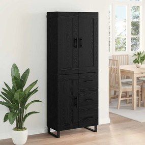 Highboard Μαύρη Οξυά 69,5 x 34 x 180 εκ. Επεξεργασμένο ξύλο
