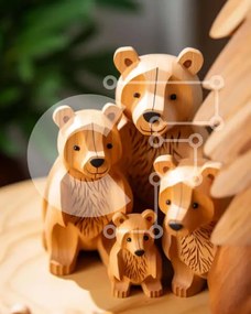 Intra Συλλεκτικό Ξύλινο Παζλ Plywood 4mm - Ξύλινα ειδώλια αρκούδας με διακοσμητικό δέντρο Σε Ξύλινο Κουτί - Διαστάσεις: 10x10 cm – 25 κομμάτια