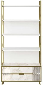 Βιβλιοθήκη Frida 788DEC4049 89,3x35,2x191cm Marble Effect White-Gold