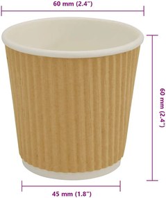 vidaXL Χάρτινα κύπελλα καφέ 1000 τεμάχια 4oz 100ml καφέ