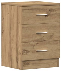 Κομοδίνο Αρτισιανή Δρυς 38x35x55 εκ. από Επεξεργασμένο Ξύλο - Καφέ