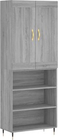 vidaXL Ντουλάπι Γκρι Sonoma 69,5 x 34 x 180 εκ. Επεξεργασμένο Ξύλο