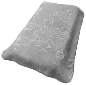 Κουβέρτα Βελουτέ Κούνιας (110x140) Dimcol Bicycle Bear 18 Light Grey