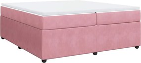 vidaXL Κρεβάτι Boxspring με Στρώμα Ροζ 200x200 εκ. Βελούδινο
