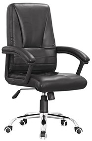 WOODWELL ΕΟ255BF6350 Πολυθρόνα Διευθυντή Μέταλλο Χρώμιο, PU Μαύρο 67x69x108/116cm ΕΟ255