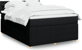 vidaXL Κρεβάτι Boxspring με Στρώμα Μαύρο 140x190 εκ. Υφασμάτινο