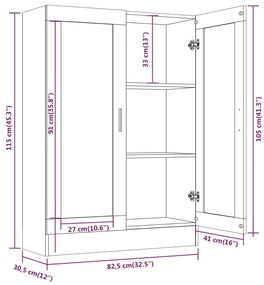 Βιτρίνα Γκρι Sonoma 82,5 x 30,5 x 115 εκ. Επεξεργασμένο Ξύλο - Γκρι