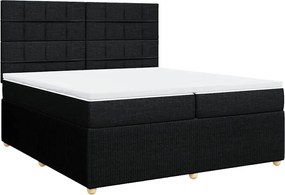 vidaXL Κρεβάτι Boxspring με Στρώμα Μαύρο 200x200 εκ. Υφασμάτινο